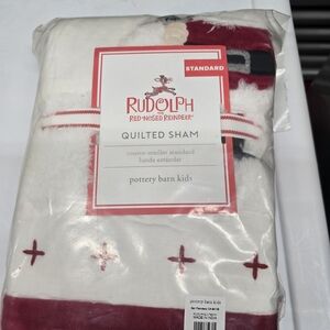 Pottery Barn Kids Rudolph Quilted Sham in Red and White